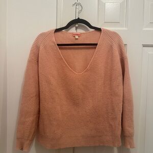 J.Crew 100% Cashmere Women's V-Neck Cozy Knit Sweater - Pink